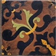 Villa Deco #4 Polychrome (multi-color) on Terracotta clay body