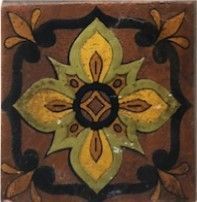 Villa Deco #5 Polychrome (multi-color) on Terracotta clay body