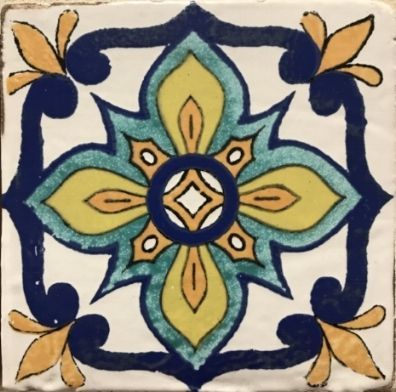 Estate Deco #5 Polychrome (multi-color) on Terracotta clay body