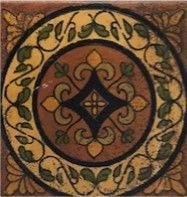 Villa Deco #6 Polychrome (multi-color) on Terracotta clay body