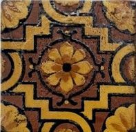 Villa Deco #1 Polychrome (multi-color) on Terracotta clay body