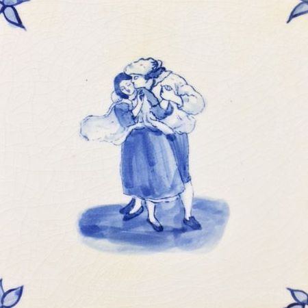 Early Vintage Deco: #7 in blue w/Italia Gloss crackle and leaf corners 6" x 6"