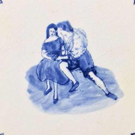 Early Vintage Deco: #8 in blue w/Italia Gloss crackle finish and leaf corners. 6" x 6"