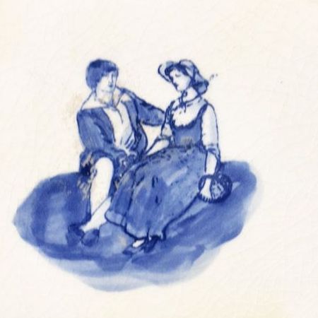 Early Vintage Deco: #2 in blue w/Italia Gloss crackle finish, and leaf corners 6" x 6"