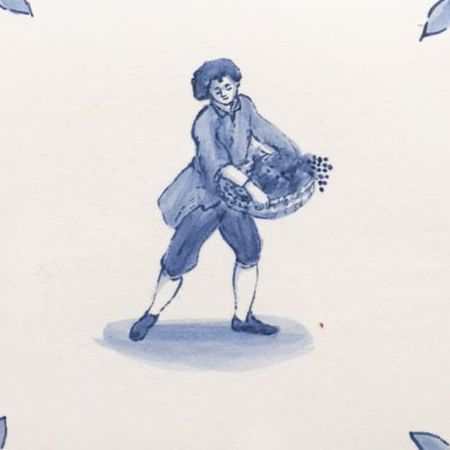 Early Vintage Deco: 5 in blue w/Italia Gloss crackle finish and leaf corners. 6" x 6"