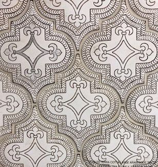 Tooled Terracotta Lg Arabesque 8x10 Color: Titanium White