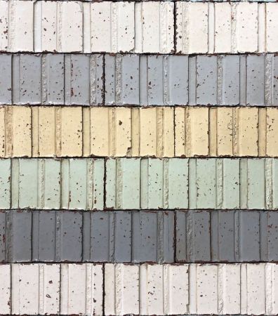 2.25" x 7.25" Striped Brick Prussian Blue, Titanium White, Lt Gray, Yellow, Chrome Green & Gray